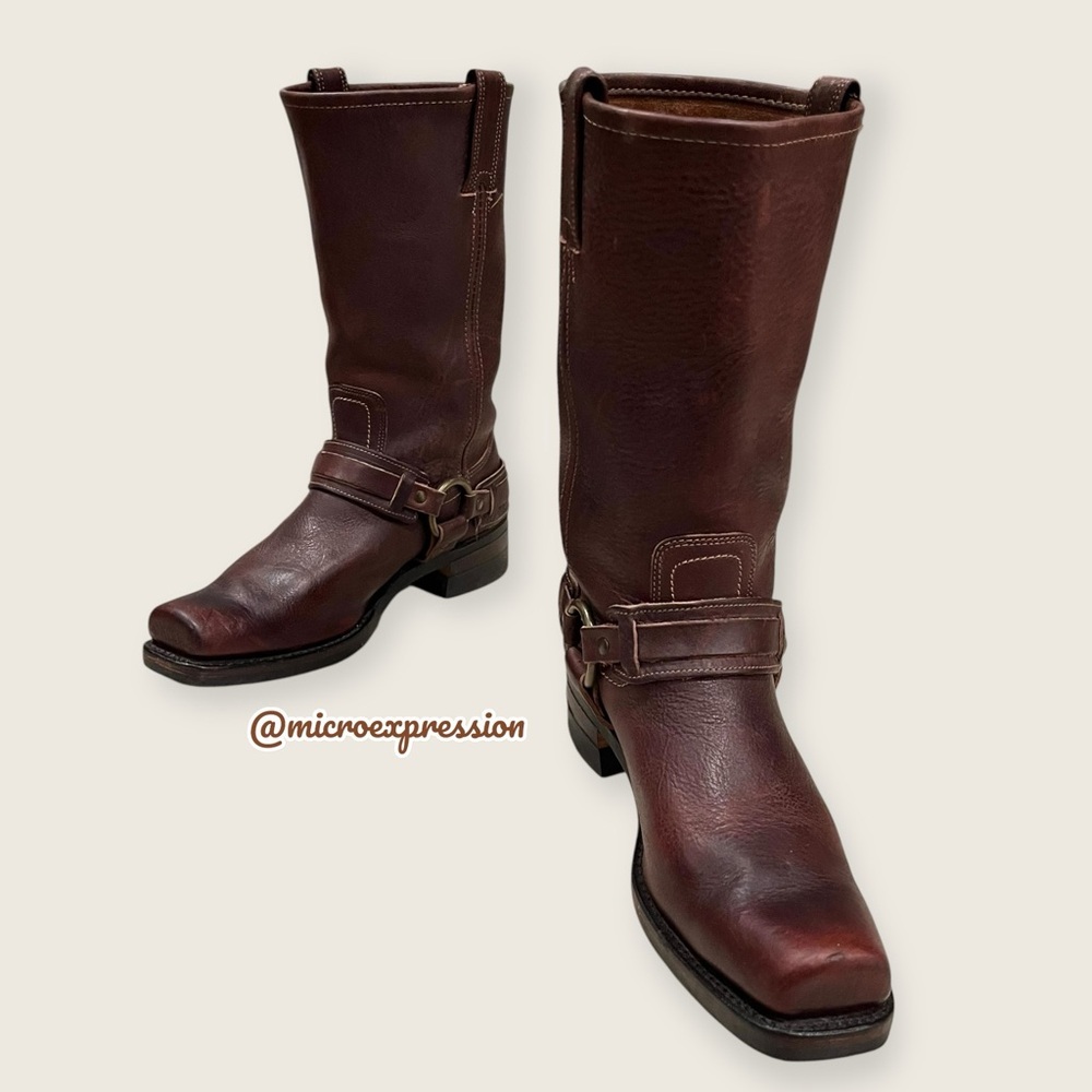 $599 Frye Vintage Harness 12R Brown Leather Cavalry Distressed Motorcycle Boot - Picture 11 of 16